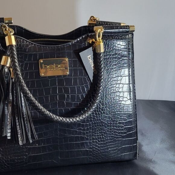 BEBE NATALIE MICRO CROCO  SHOPPER CROSSBODY BAG - Picture 13 of 15